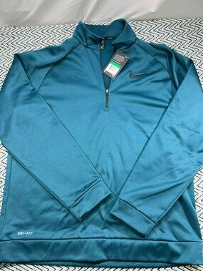 Nike Men’s Therma Dri-Fit Quarter-Zip Pullover Teal XL Lightweight Training